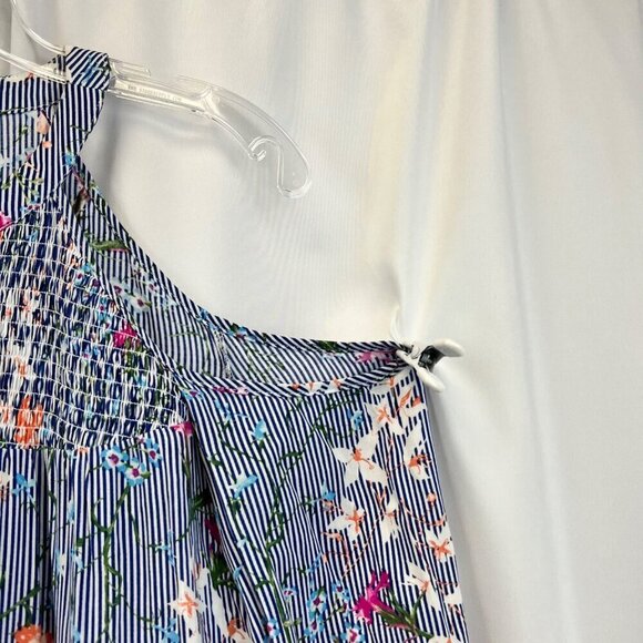 Maurices Cold Shoulder Long Sleeve Smocked Blouse Blue/Multi Women’s Size Small - Picture 3 of 9